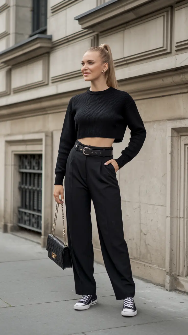 autumn outfits casual All-Black Minimalism With a Streetwear Twist