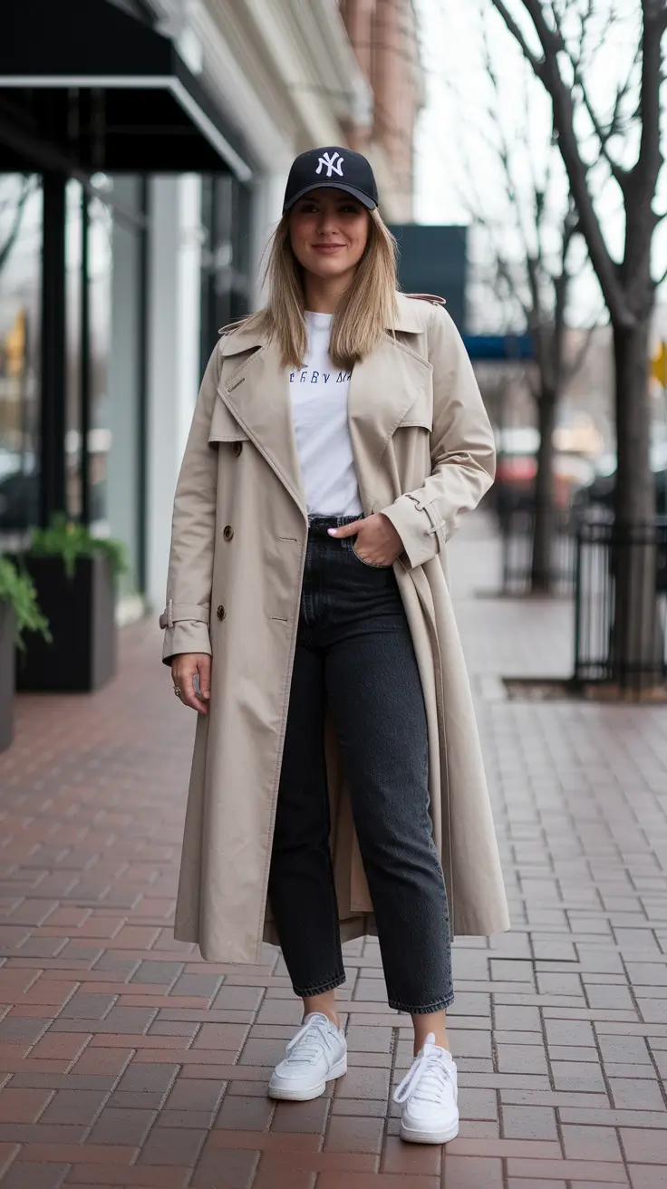 autumn outfits with sneakers Sporty Chic in the City