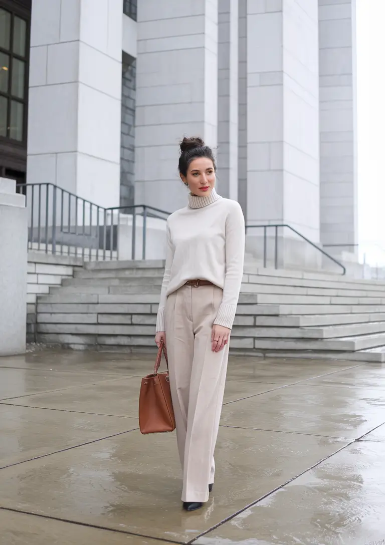 autumn outfits work Creamy Neutrals for Office-Ready Calm