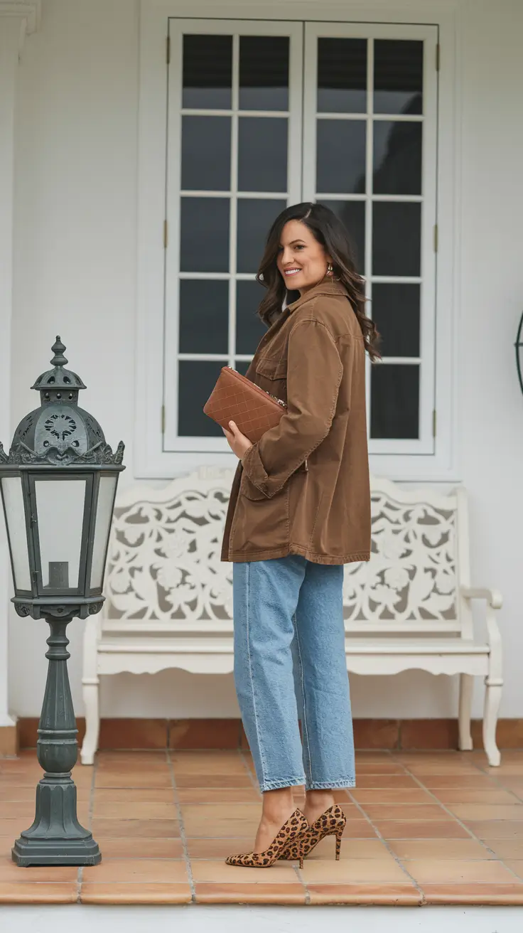 autumn outfits Effortless Denim & Statement Heels