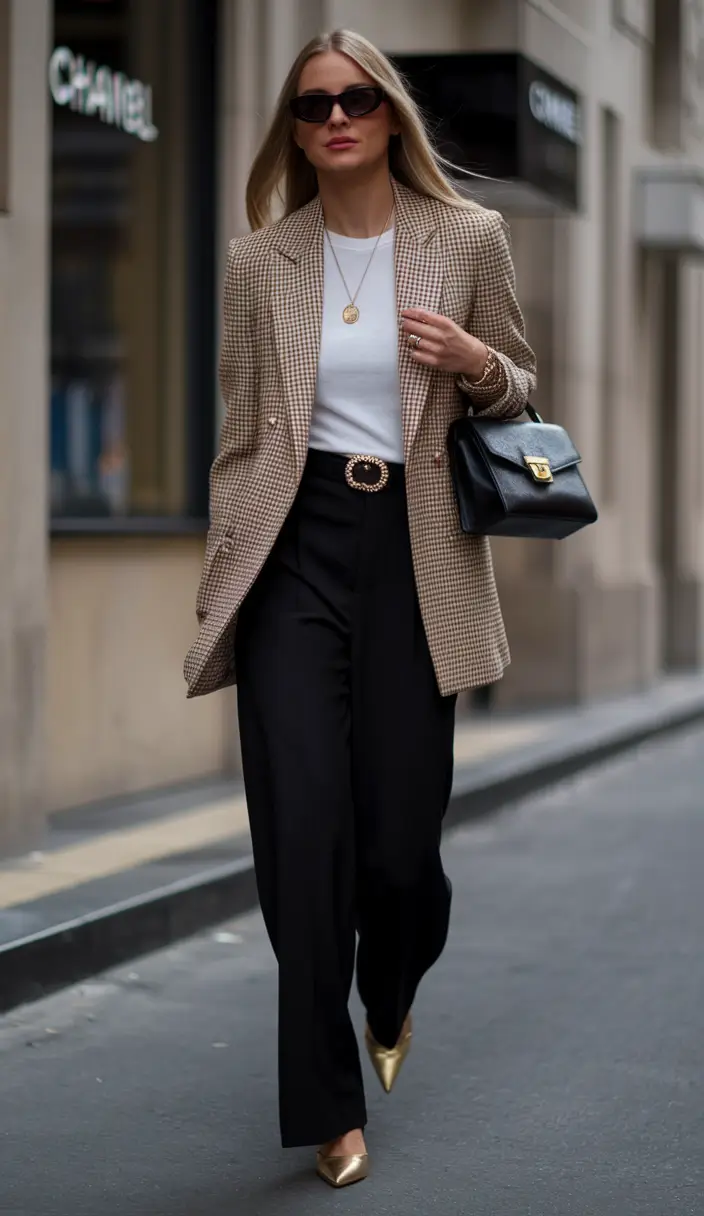 autumn outfits work Polished in Paris: A Bold Belt Moment