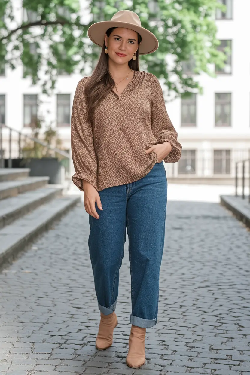 cute fall outfits for women Earthy Tones and Relaxed Denim Confidence