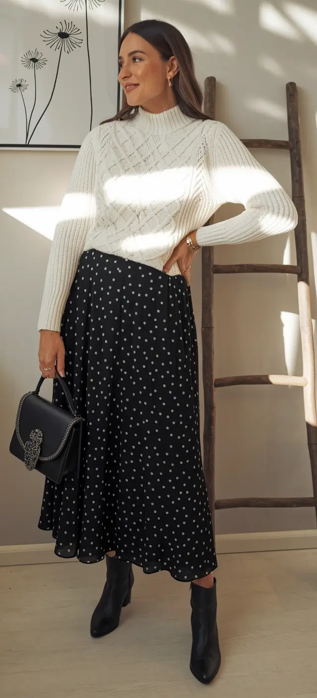 cute fall outfits for women Classic Dots and Cable-Knit Calm
