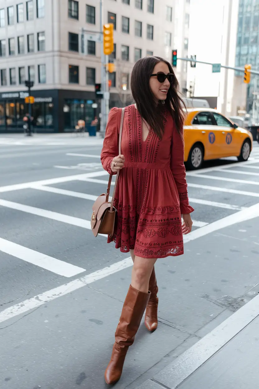 fall birthday outfits City Cool in Rust and Leather