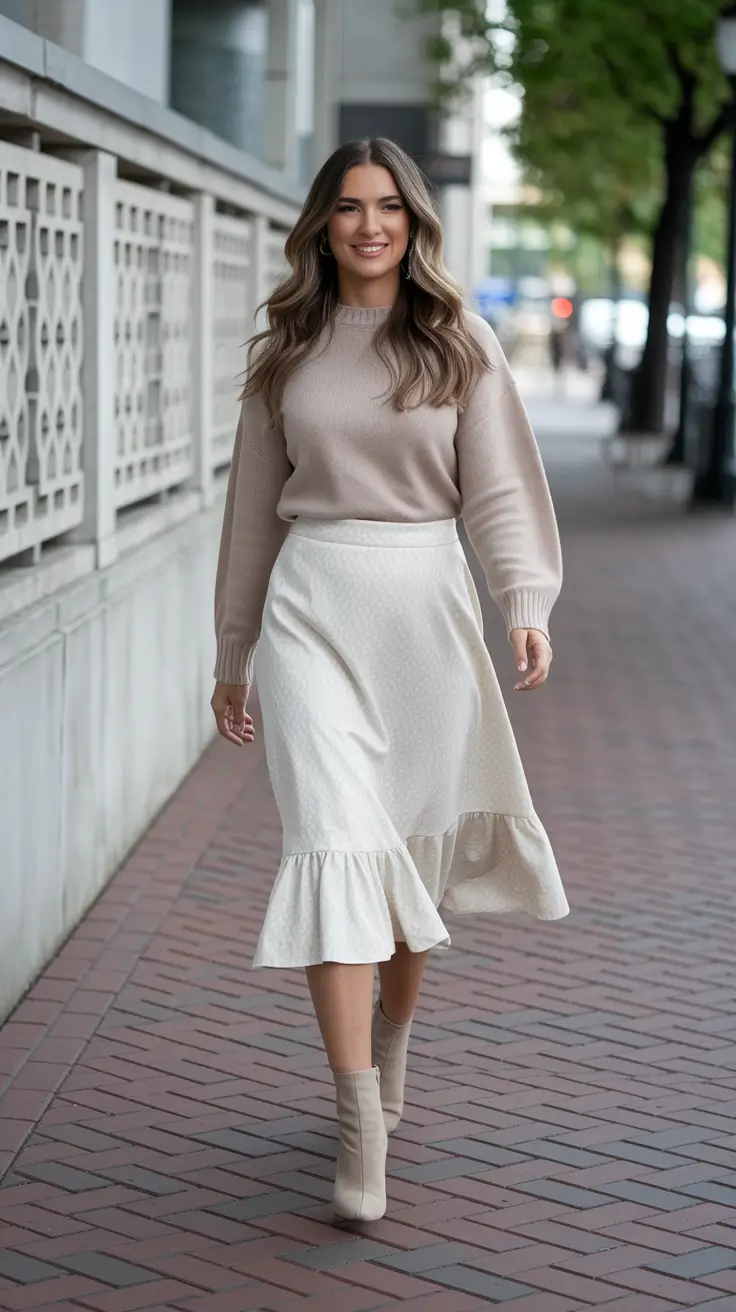 fall birthday outfits Monochrome Layers in Creamy Neutrals