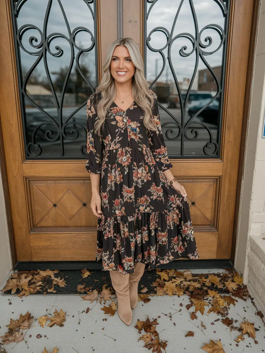 fall birthday outfits Moody Florals for Golden Hour Vibes