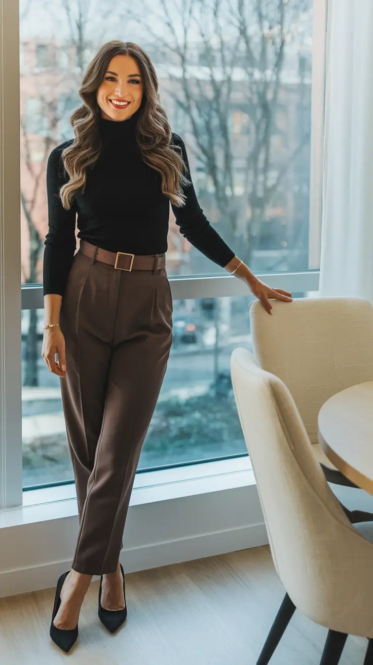 fall business casual outfits Fall Turtleneck Confidence