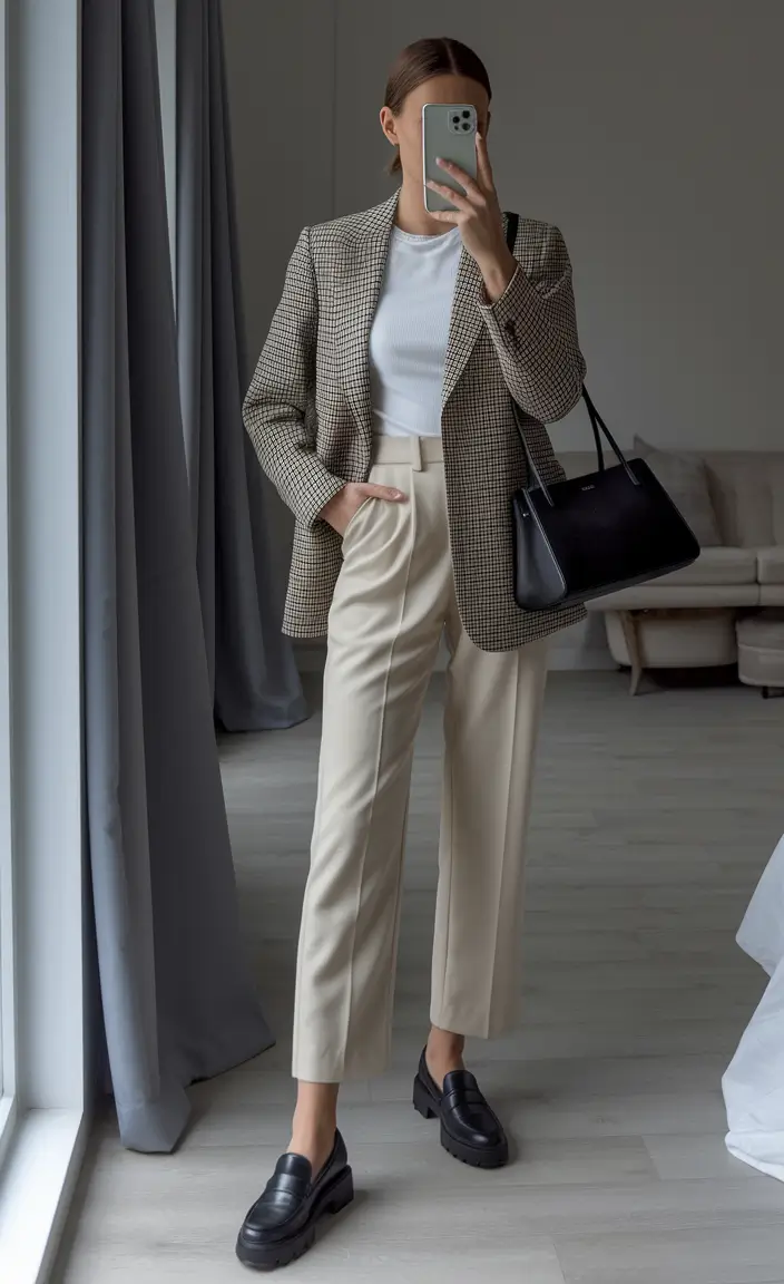 fall business casual outfits Tailored Layers with a Classic Check