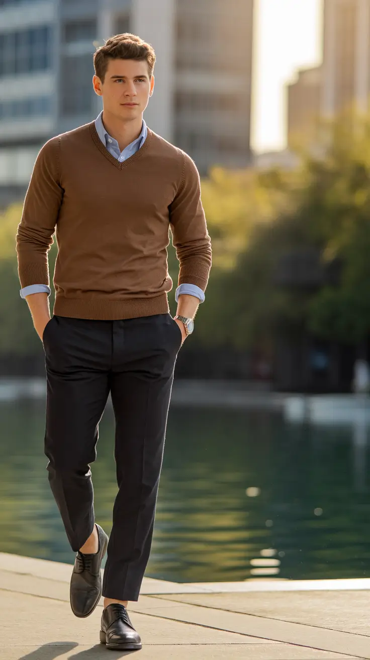 fall business casual outfits for men Warm Layers with Lakeside Vibes