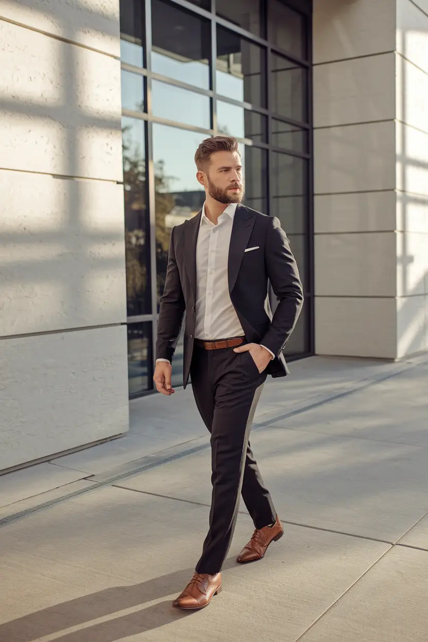 fall business casual outfits for men Boardroom Confidence in Sleek Tailoring