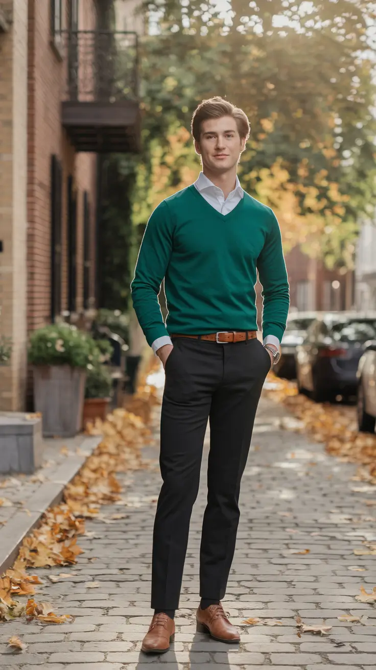 fall business casual outfits for men Fresh Greens and Polished Tones