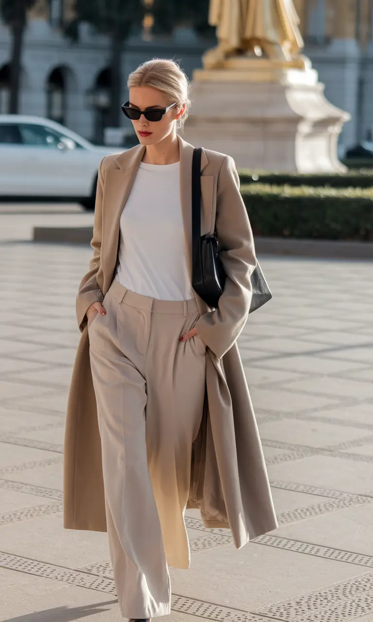 fall capsule wardrobe Monochrome Elegance with Structured Layers