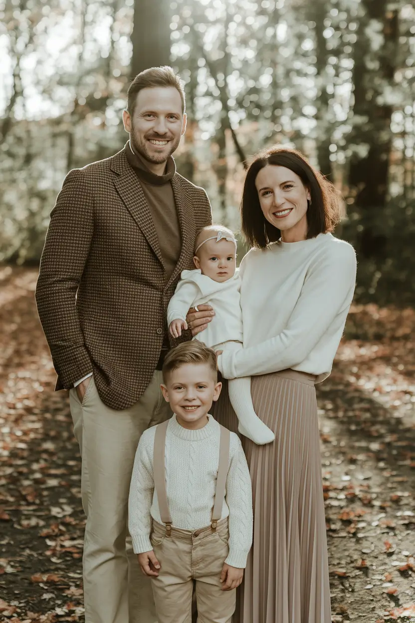 fall family pictures outfits Elegant Neutrals and Pleated Grace