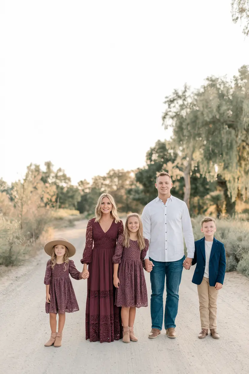 fall family pictures outfits Plum Lace and Polished Layers