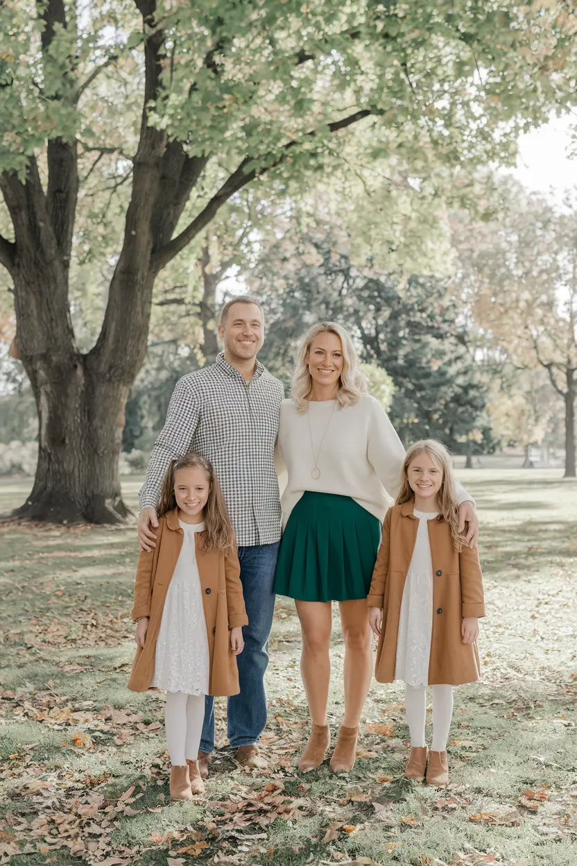 fall family pictures outfits green Crisp Greens and Warm Camels
