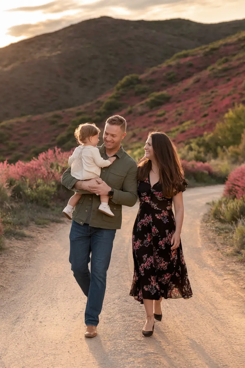 fall family pictures outfits Subtle Florals and Earthy Greens