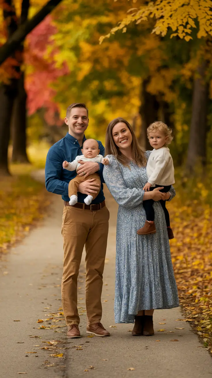fall family pictures outfits dusty blue Dusty Blue Romance for Golden Backdrops
