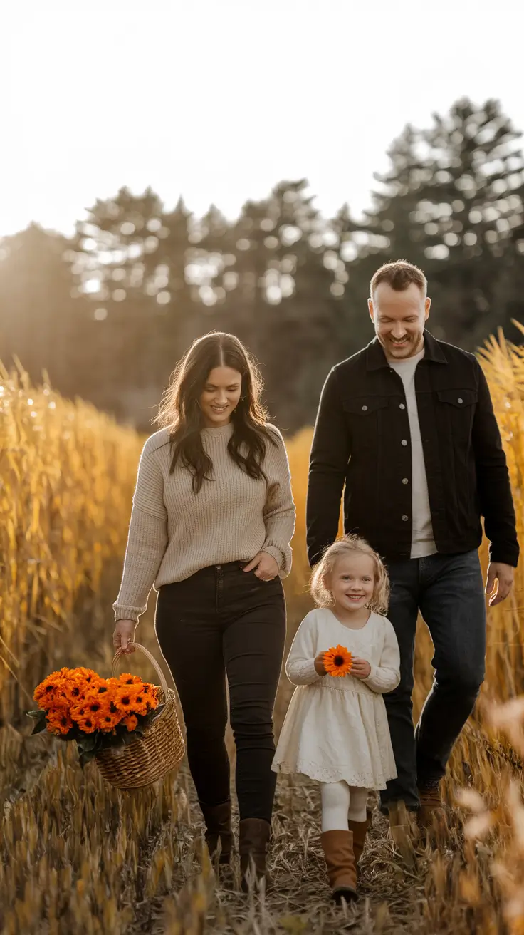 fall family pictures outfits black Golden Grains and Creamy Tones