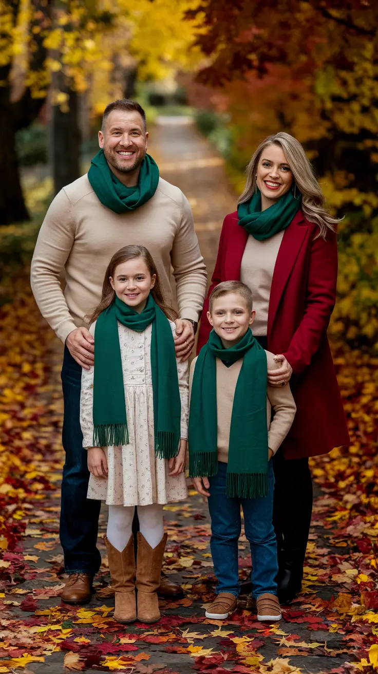 fall family pictures outfits green Jewel Tones with a Coordinated Twist