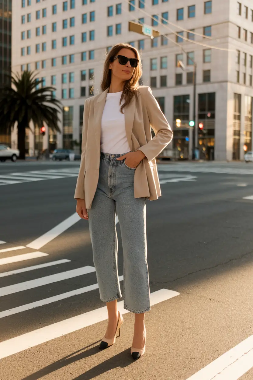 fall fashion inspo women Chic City Layers with Timeless Denim