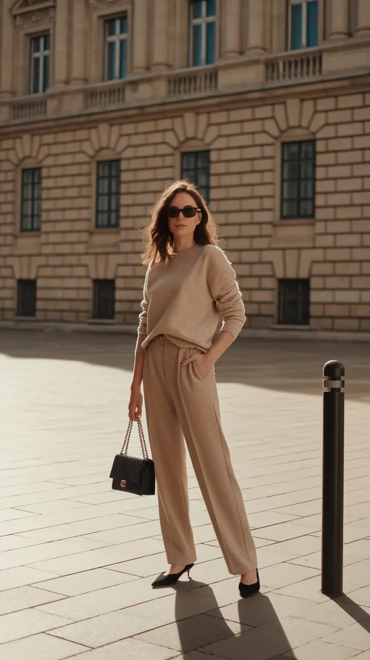 fall old money outfits Soft Neutrals with Sculpted Structure