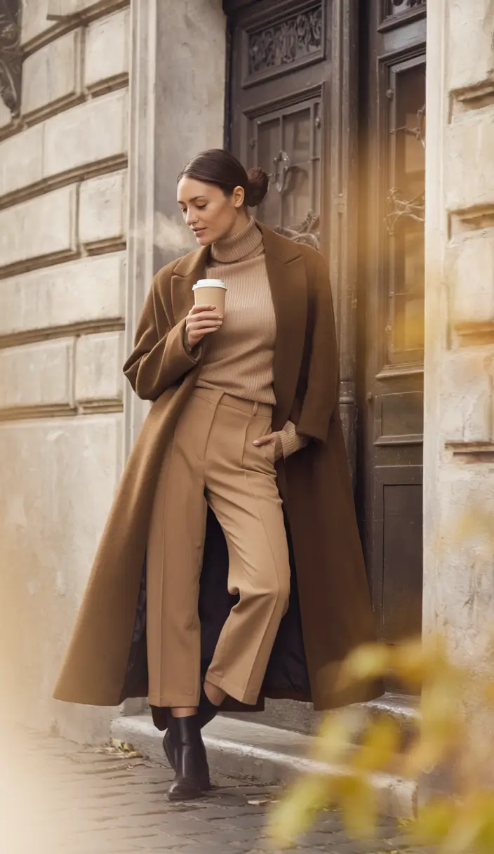 fall old money outfits Caramel Layers for Crisp Morning Strolls