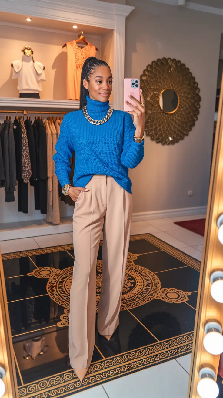 fall old money outfits A Pop of Bold in a Sea of Beige