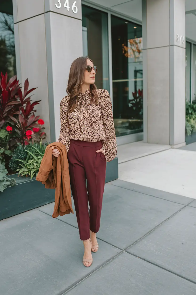 fall outfits for women over 30 Fall Power Tones with a Feminine Edge