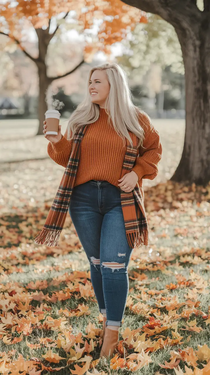 fall outfits for women over 30 Bold Autumn Warmth in Pumpkin Tones