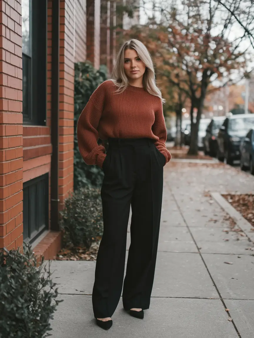 fall outfits for women over 30 Burgundy & Black for Effortless Chic
