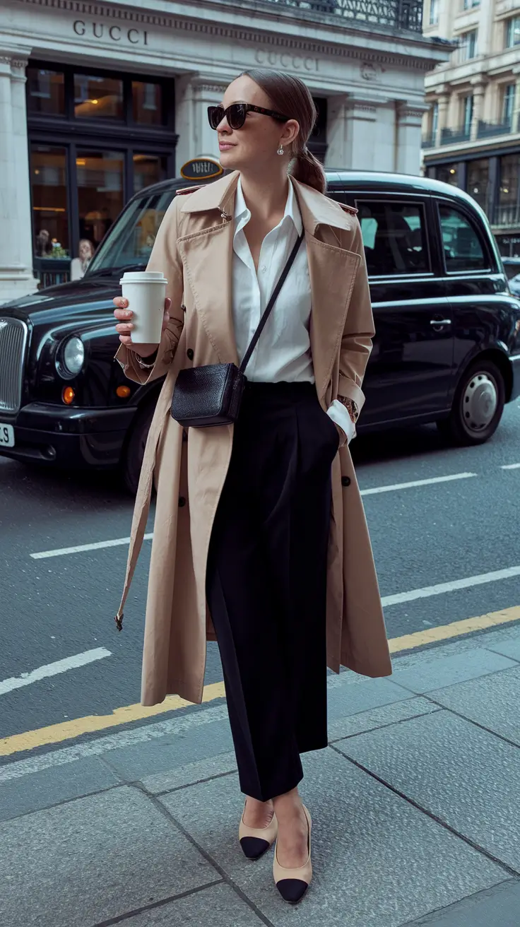 fall outfits for women over 30 Timeless Trench Meets Office Polish