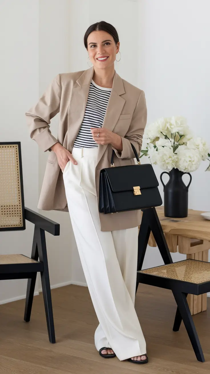 fall outfits for women over 30 Modern Parisian for a Smart Casual Day