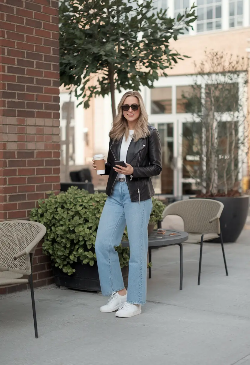 fall outfits for women over 30 Leather & Denim: Casual Cool with Edge