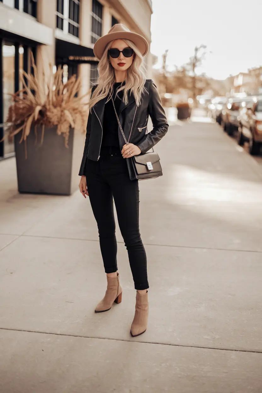 fall outfits with boots - Monochrome Noir: Sharp, Bold, and a Little Bit Western