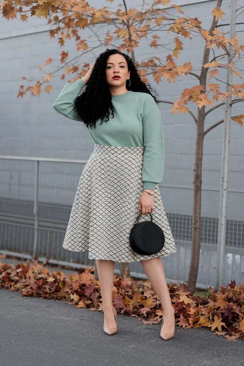 fall plus size outfits 2025 Classic Neutrals with a Soft Green Twist