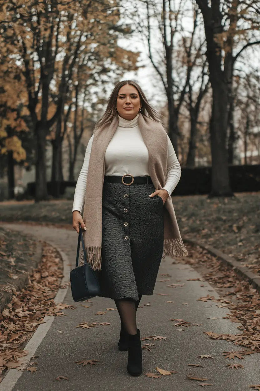 fall plus size outfits 2025 Polished Elegance for a Chilly Morning Walk