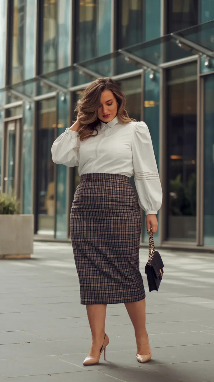 fall plus size outfits for pictures Power Pencil Skirt with Preppy Vibes