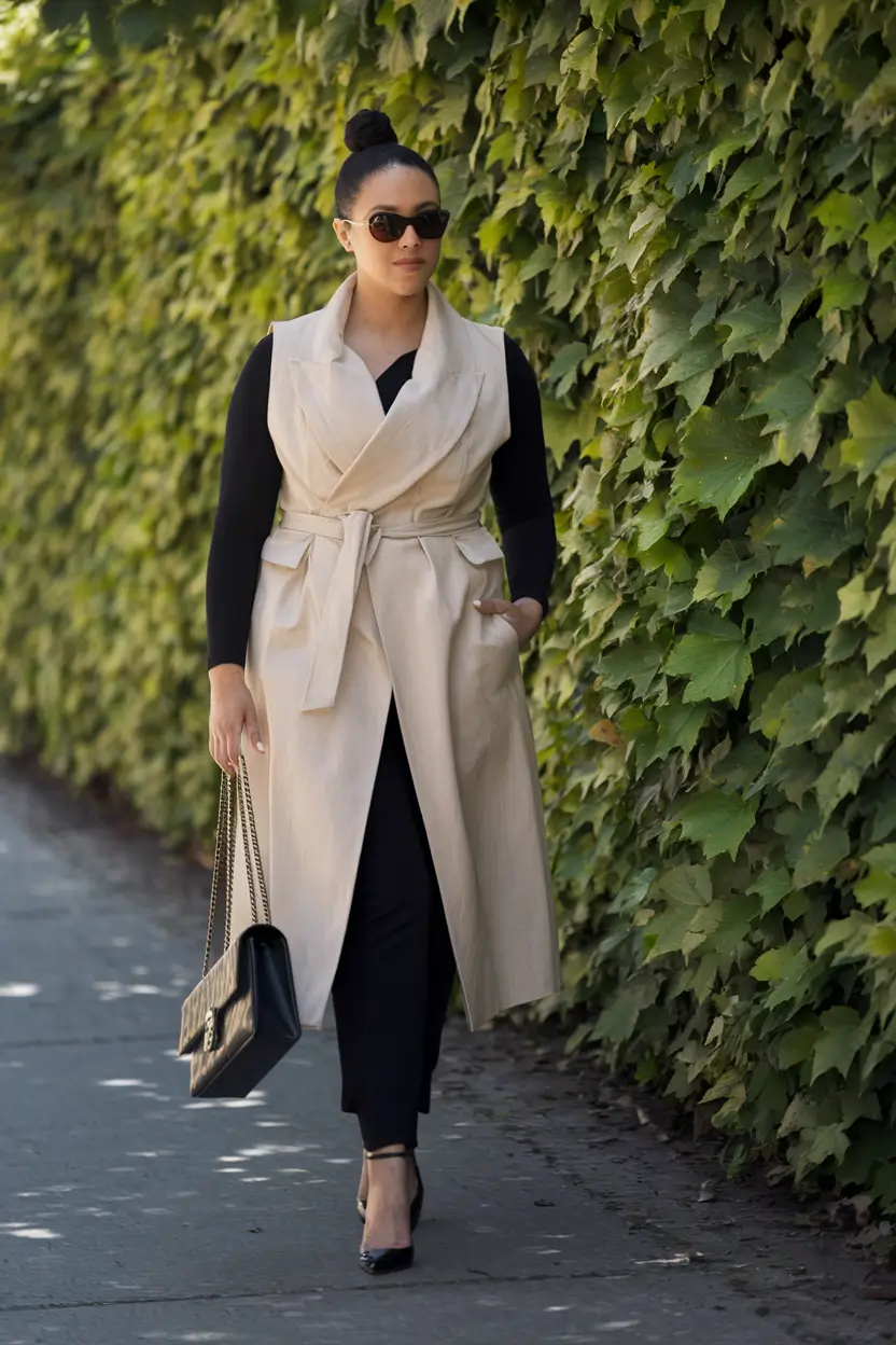 fall plus size outfits aesthetic Sleeveless Sophistication for Transitional Weather