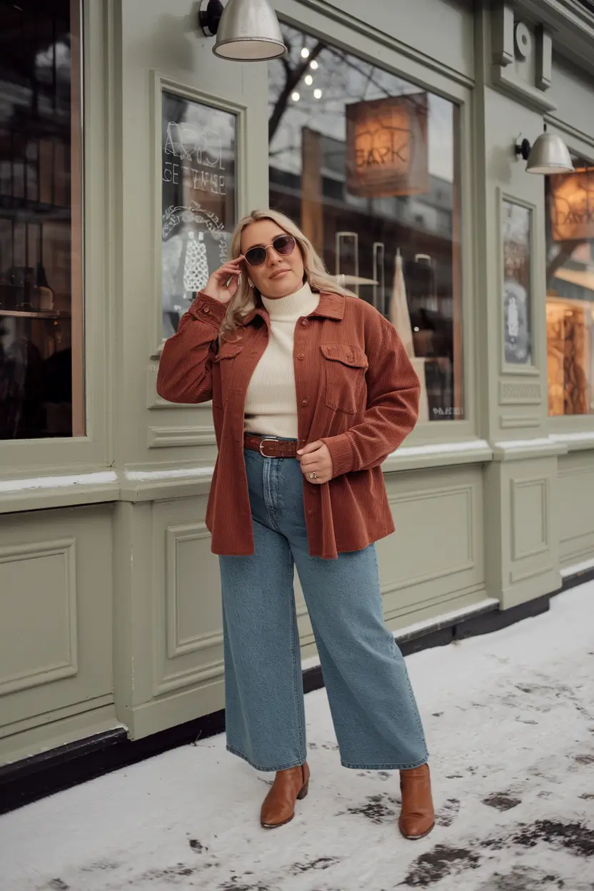 fall plus size outfits cozy Corduroy Layers & Soft Textures