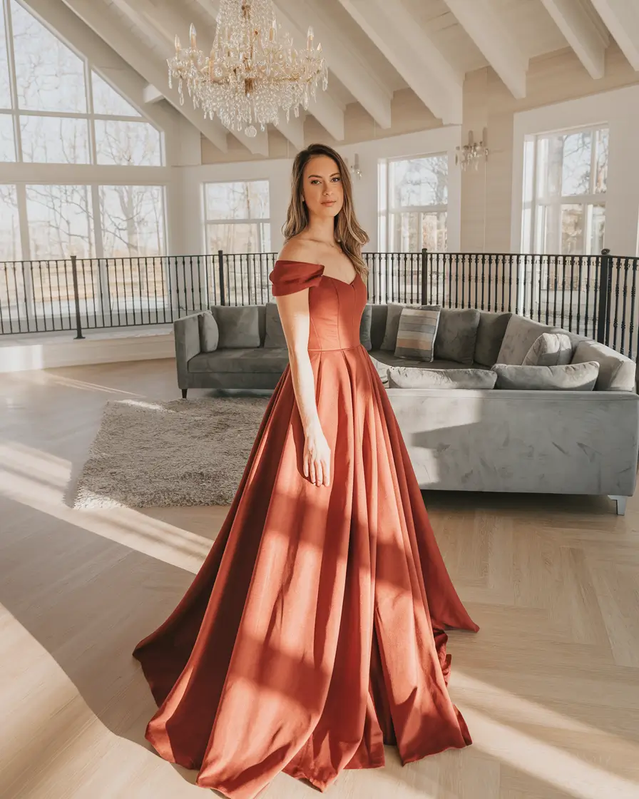 fall wedding guest dress october formal Burnt Sienna Drama for the Grand Entrance