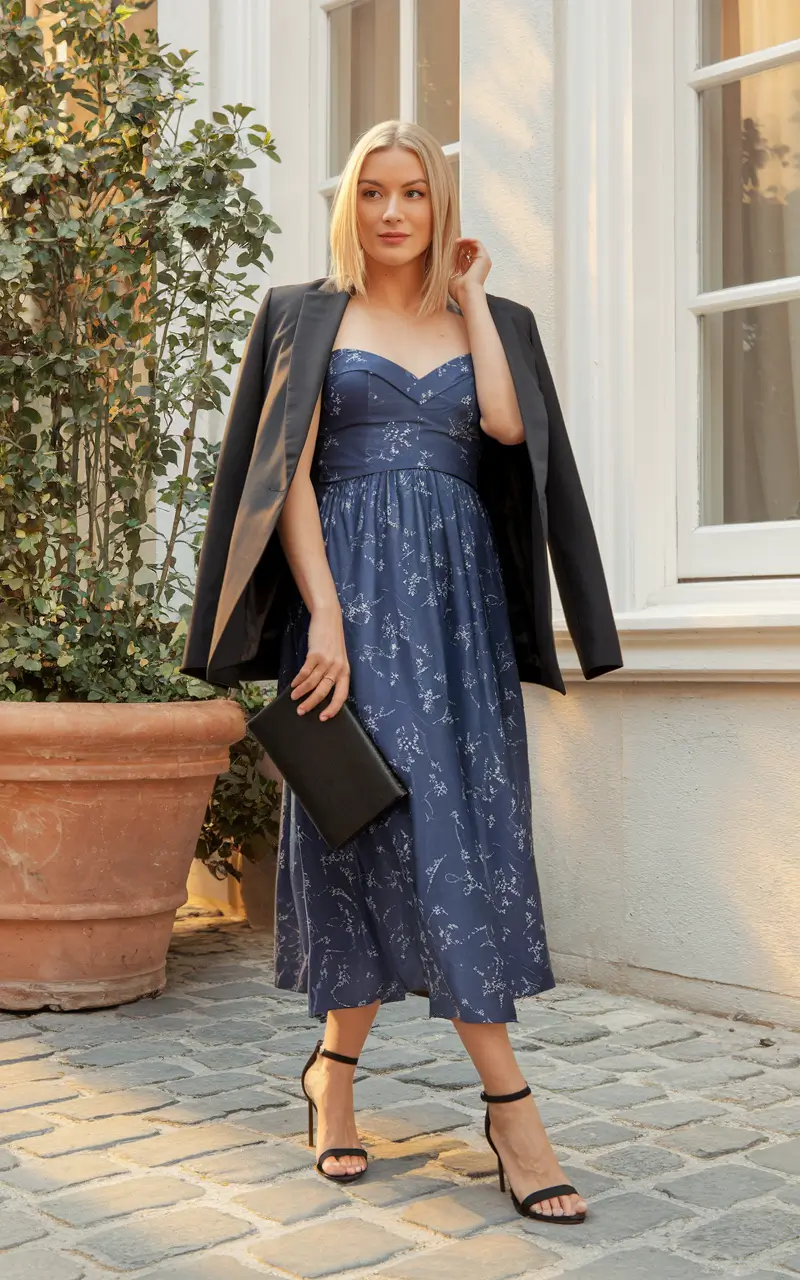 fall wedding guest dress October formal classy Chic in Midnight Blossoms