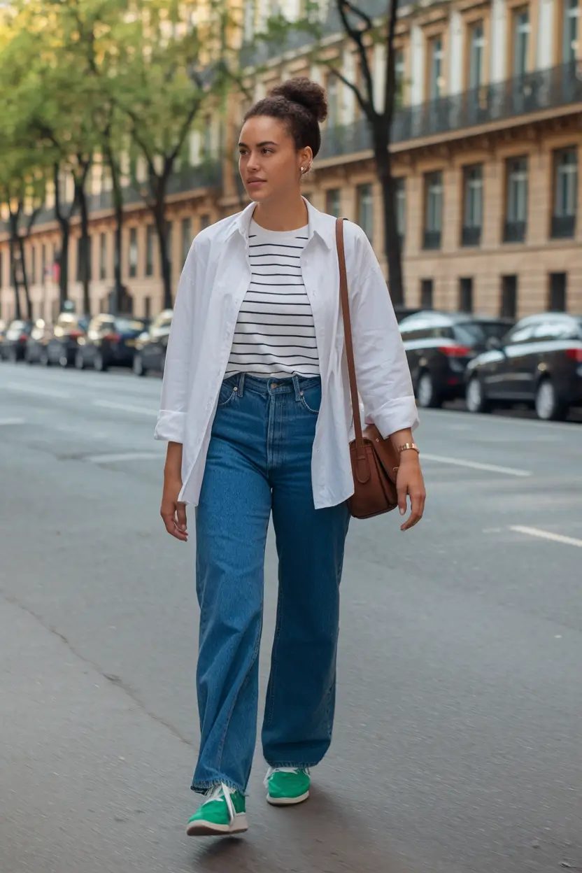 summer to fall transition outfits casual Relaxed Parisian Stripe for Casual Weekend Wanders