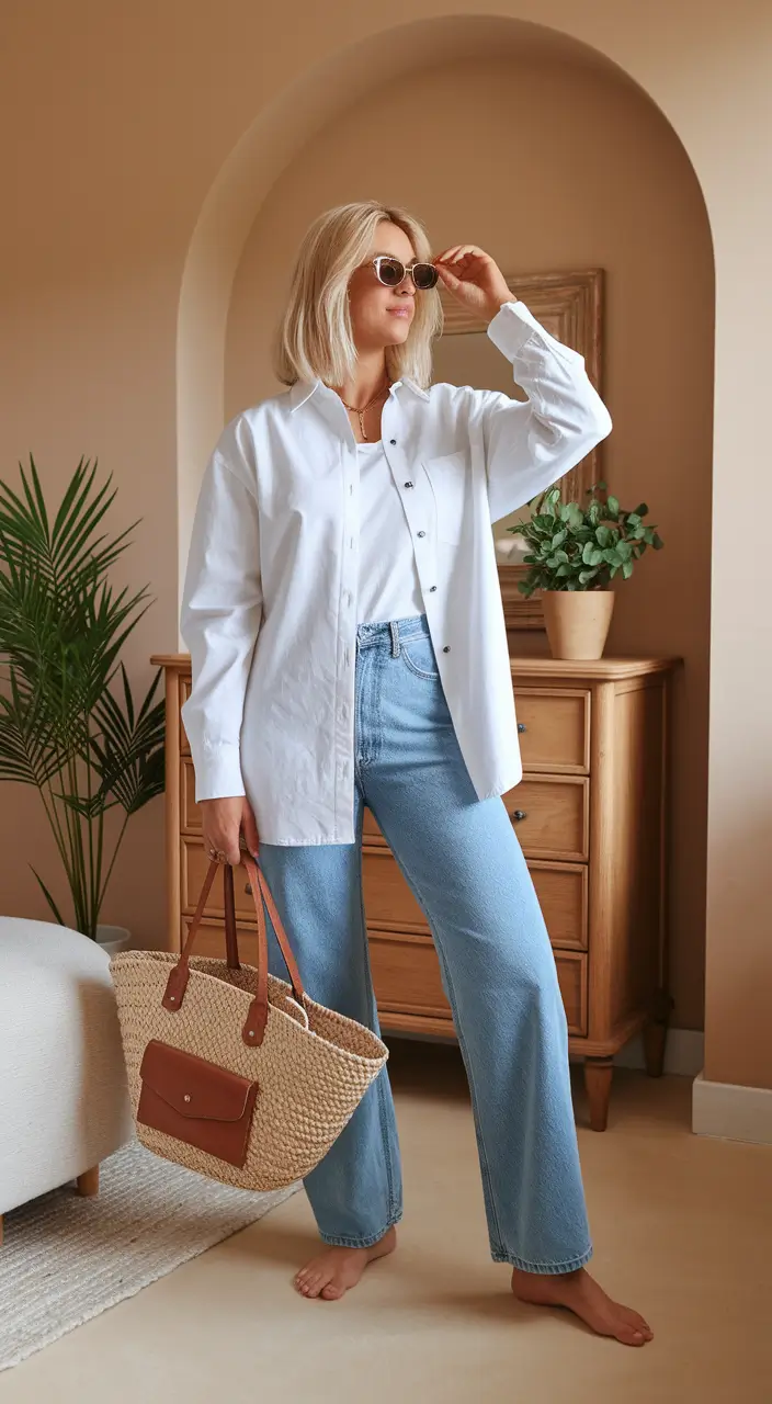 summer to fall transition outfits 2025 Off-Duty Blonde in Classic Light Layers