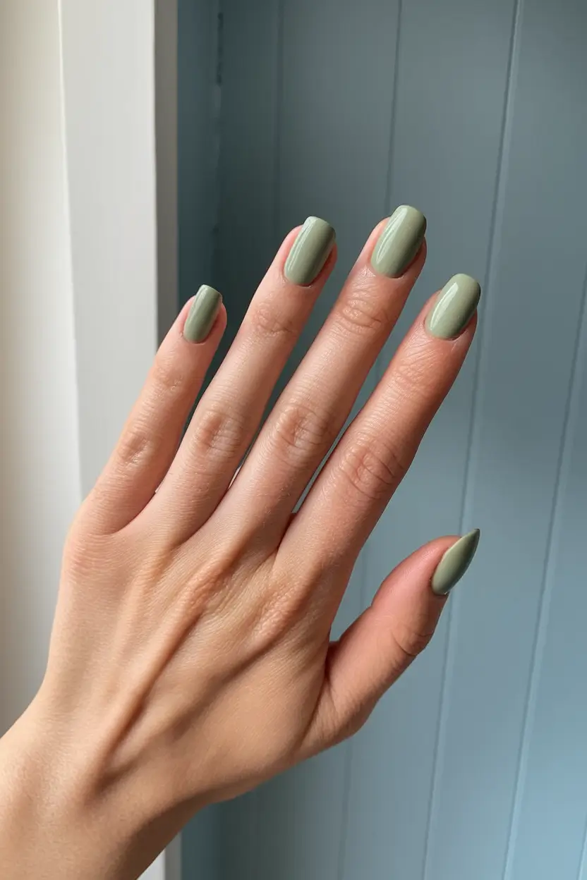 august nails color ideas Moss Green Minimal