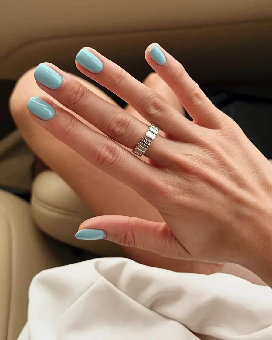 august nails colors Bright Sky Blue with a Glossy Finish