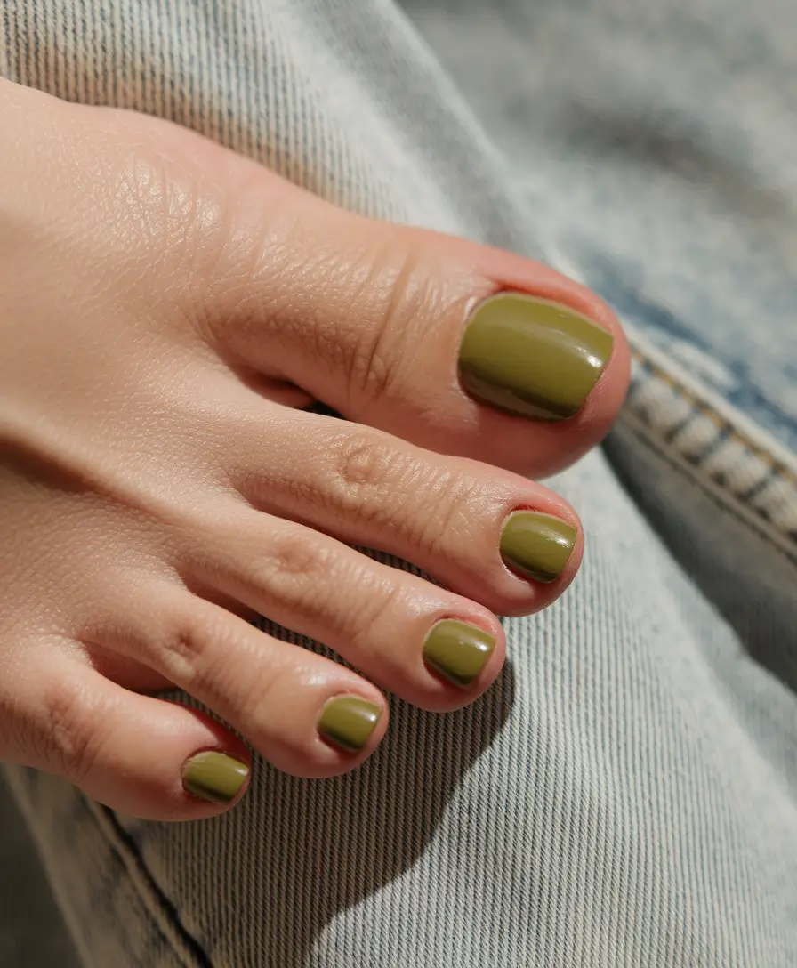 august toe nails Earthy Olive Chic