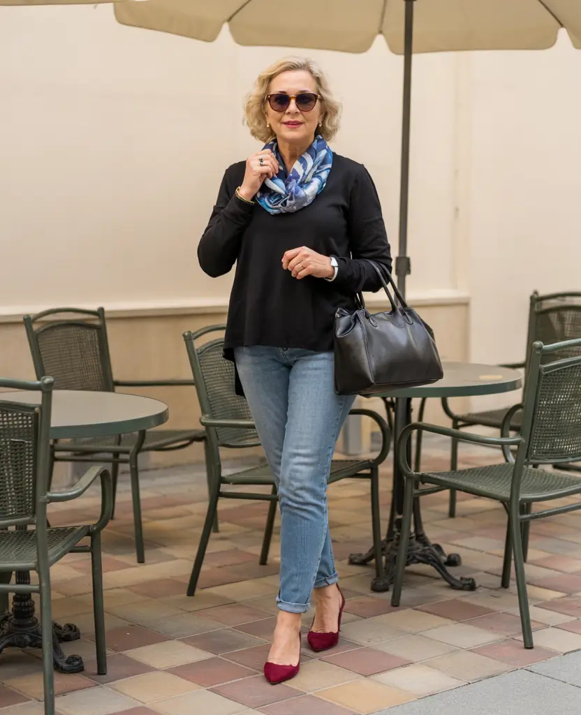 cute fall outfits for women over 60 Polished Simplicity with a Splash of Color