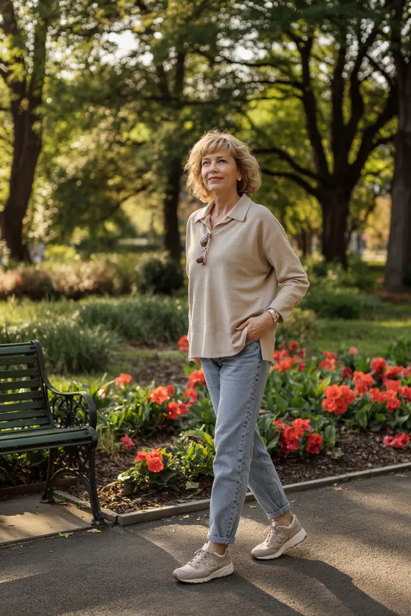 cute fall outfits for women over 60 - Easy Neutrals for Golden Hour Walks