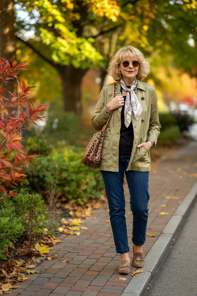 cute fall outfits for women over 60 - Layered Prints and Playful Finishing