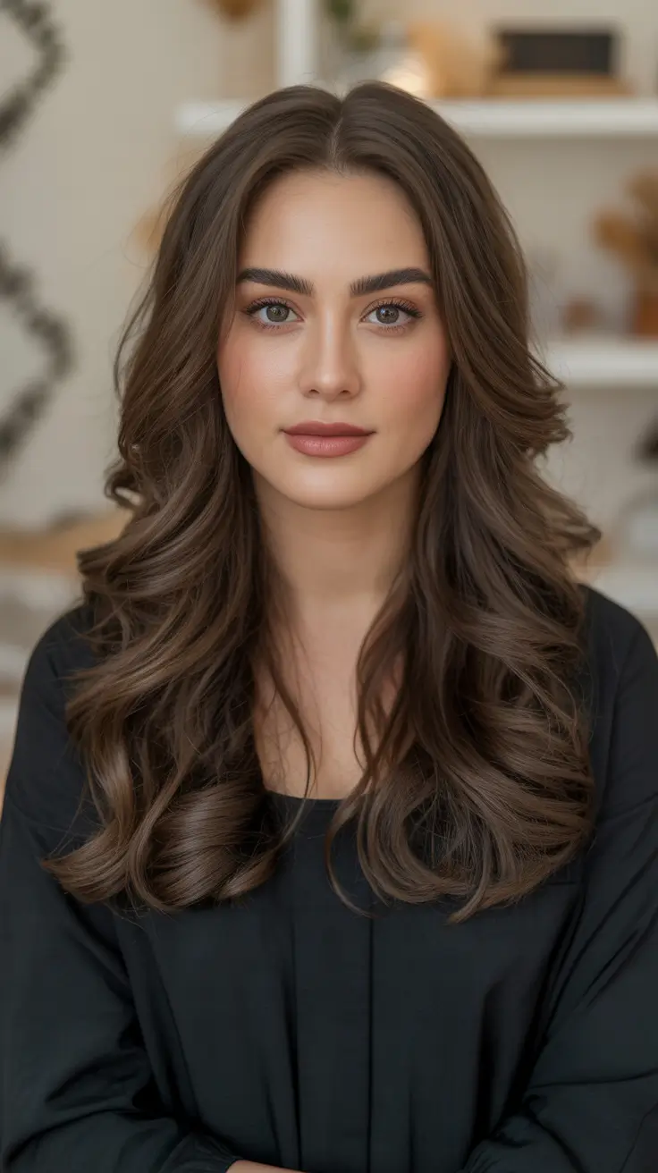 dark brown fall hair colors Classic Cocoa with Soft Layers